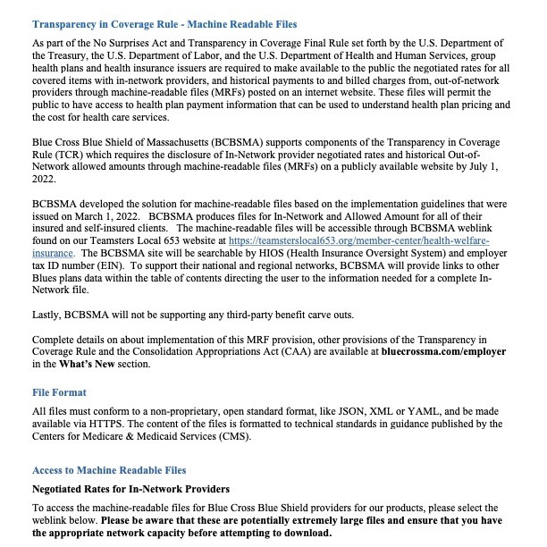 Transparency in Coverage Rule - Machine Readable Files lead image
